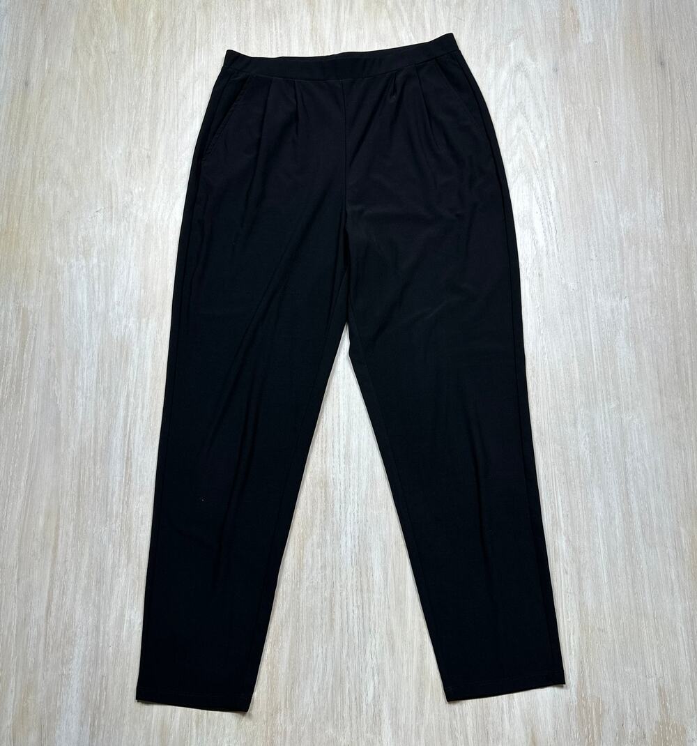 Leith Black Pull On Pants M Slim Straight Leg Stretch Career Office Minimalist